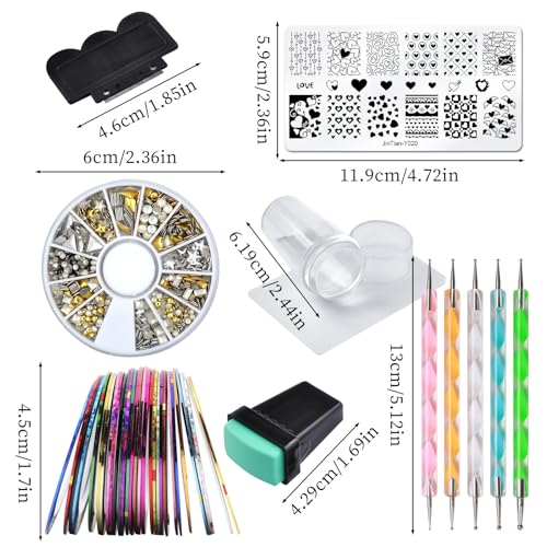 Nail Stamping Kit 4pc Heart Lace Plate & Dotting Tools - Style B