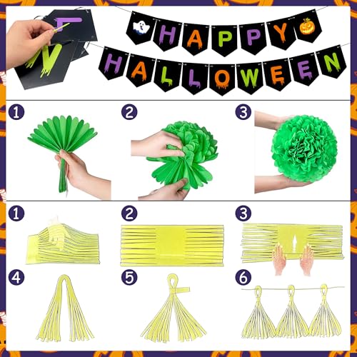 Halloween Car Decorations Kit with Banner Balloons & Tassels for SUV Truck