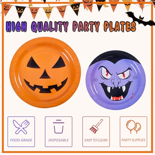 Halloween Paper Plate and Napkin Set for Parties, 96 Pieces