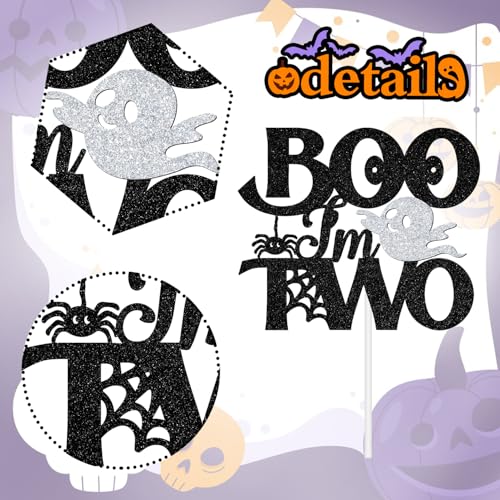 Halloween Baby's 2nd Birthday Cake Topper Boo I'm Two Spooky Ghost Bat Decor