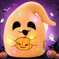 Glow Ghost Plush Pillow with Pumpkin Lantern - 12'' Light Up Halloween Decoration for Kids