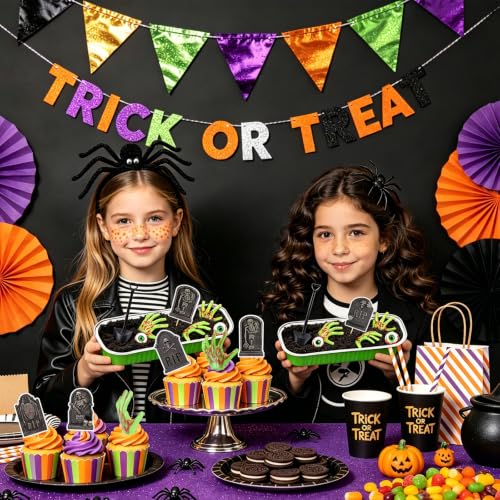 Halloween Zombie Hands Cake Topper Set with Pans and Spades - Spooky Party Supplies