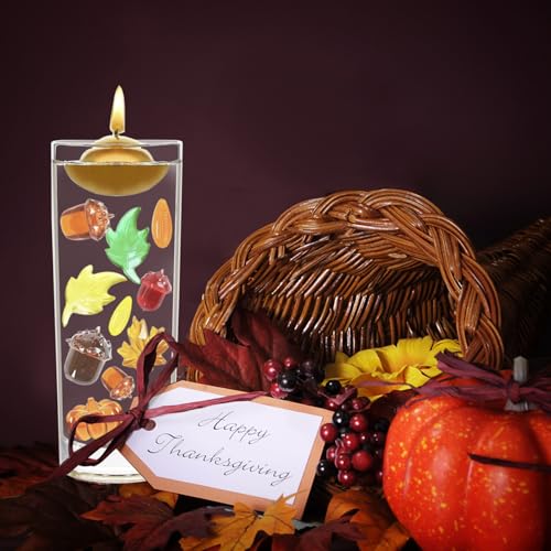 Thanksgiving Fall Vase Filler Set - 140Pcs Acrylic Pumpkins Acorns Leaves & Gems