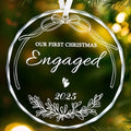 Engaged 2025 Christmas Ornament - Our First Engagement Gift for Couples Her White Acrylic