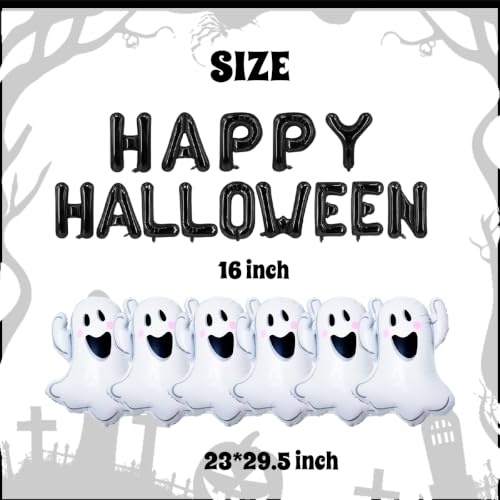 Halloween Foil Balloons Ghost & Happy Halloween Banner Set - Party Decorations