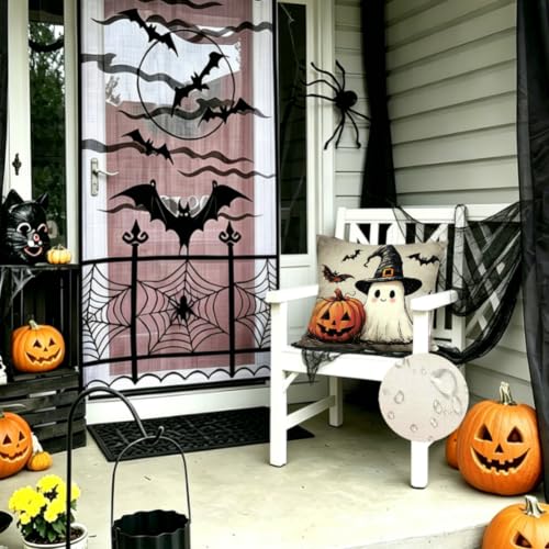 Halloween Ghost Pillow Covers 18x18 Waterproof Outdoor Pumpkin - Black & Orange Variation
