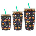 Halloween Boo Reusable Neoprene Coffee Cup Sleeve - 3 Pack for Iced & Hot Drinks