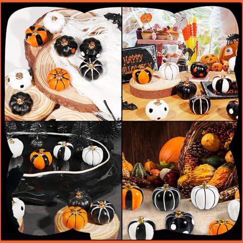 Halloween Mini Pumpkin Figurines Set - 20 Resin Miniatures for Decor & Cake Toppers