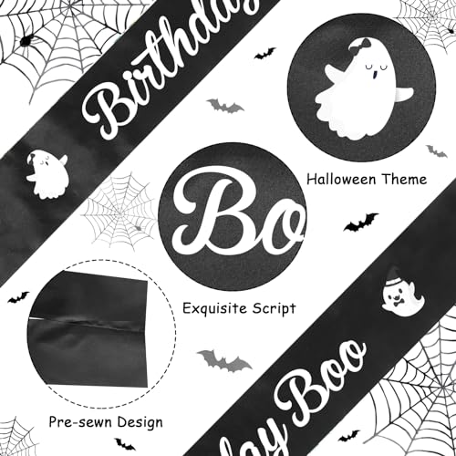 Halloween Birthday Boo Sash for Kids & Adults - 63 Inch Satin Party Accessory