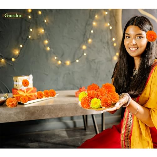 Orange Faux Marigold Flower Heads - 6cm, 100pcs for DIY Decorations