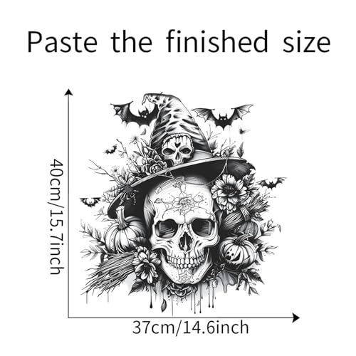 Halloween Wall Stickers Decals Set - Skeleton Pumpkin Bat Haunted House Decor