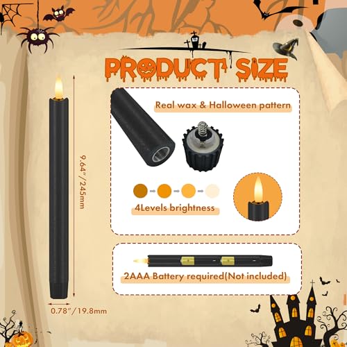 Black Flameless Taper Candles with Remote Control - Halloween Decor