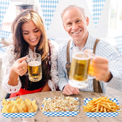 Oktoberfest Food Trays Set - 100 Disposable Paper Party Food Containers - Oktoberfest 2 Variation