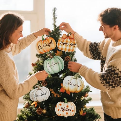 Thanksgiving Pumpkin Tree Picks Set - Fall Decor for Table, Wreaths & Porch