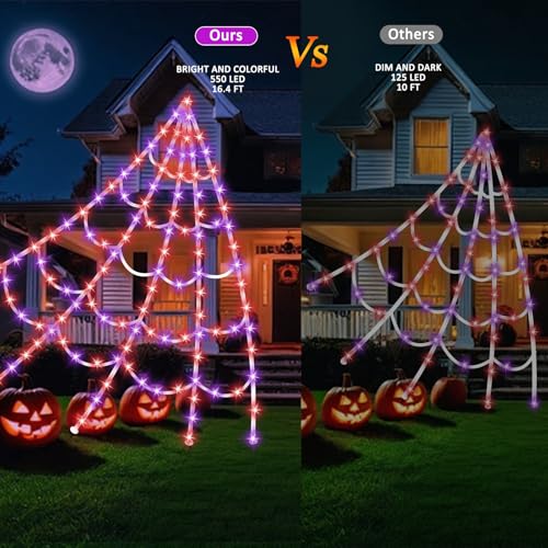 GORKAY Antique Halloween Spider Web Lights - 16.4Ft 550 LED Outdoor Indoor Decor