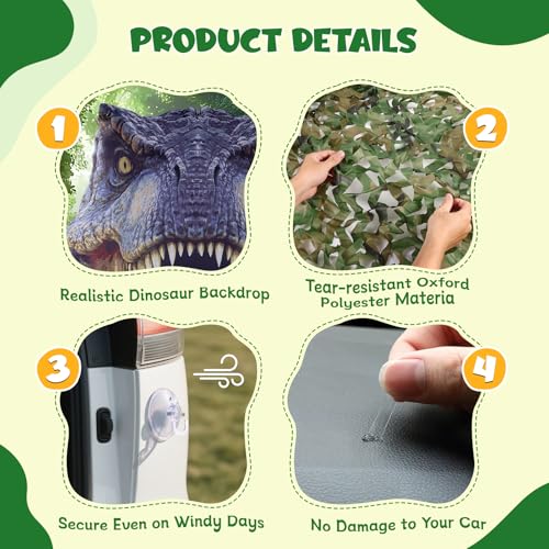 Halloween Dinosaur Trunk or Treat Car Decorations Kit - 13 Pieces, Reusable & Car-Safe
