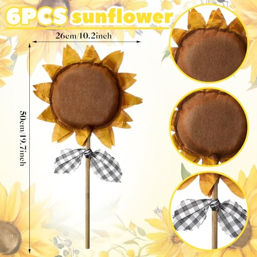 Artificial Sunflowers Set of 6 - Fall Primitive Fabric Flowers for Home Decor