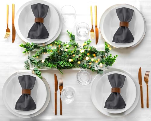 Dark Grey Cloth Napkins Set of 4 - 18x18 Inches Cotton-Polyblend, Reusable