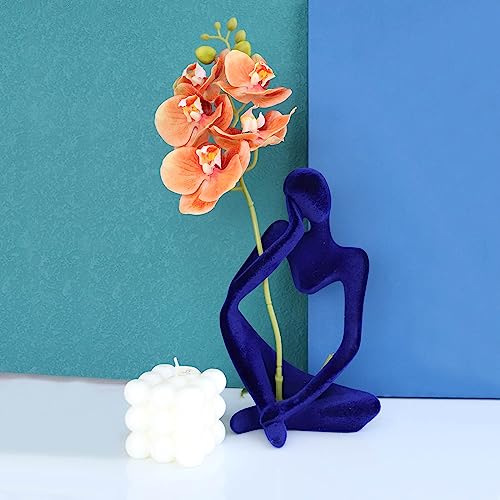 Blue Abstract Thinker Statue - Large Resin Flocked Decor Figurine for Living Room & Office