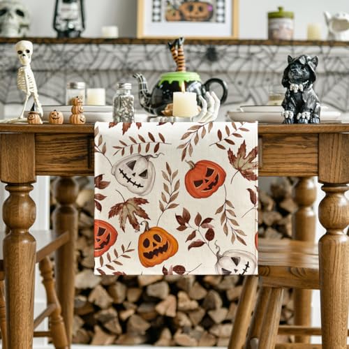 Halloween Table Runner 13x72 Inch Beige Polyester Home Party Decor - Variation of THIS listing