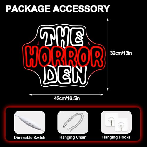 Horror Den Neon Sign - Scary Wall Light for Game Room & Halloween Decor - Variation of THIS listing