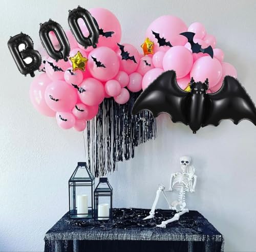 Pink Black Halloween Balloon Arch Kit with Bat & BOO Balloons, 169PCS Party Decorations - Variation of THIS listing