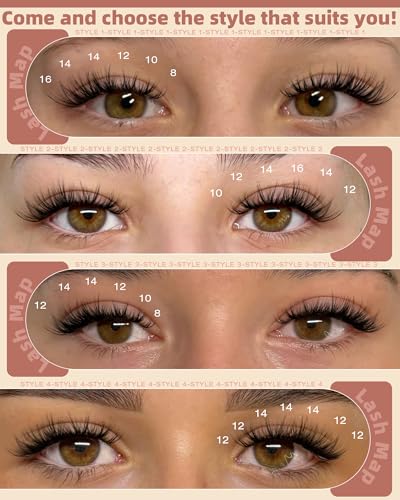 D-Spider Wispy Cluster Eyelash Extensions - Light Fluffy D Curly 8-16mm, Invisible Band - zanlufly