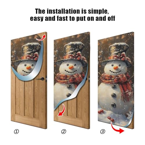 Burbuja Christmas Snowman Door Cover - Stretch Fabric Holiday Porch Decoration 32x79 in Variation of A27