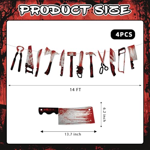 Halloween Bloody Banner Decorations - Knives, Scissors, Hammer, Garland