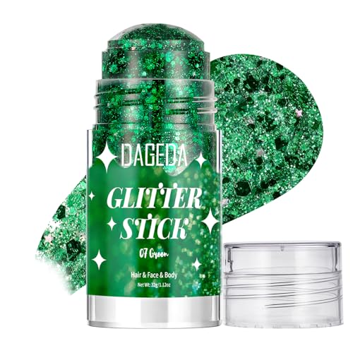 Green Body Glitter Stick for Face Hair & Body Sparkle - Festive Makeup