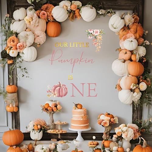 Pink Our Little Pumpkin Is One Fall Birthday Wall Decal - Baby First Celebration