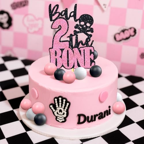 Pink Bad 2 The Bone Cake Topper & Party Decorations for 2nd Birthday - Gothic & Rock Style
