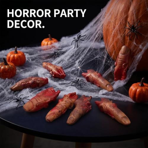 Halloween Fake Bloody Severed Finger Props - 10 Pack Prank & Costume Accessories