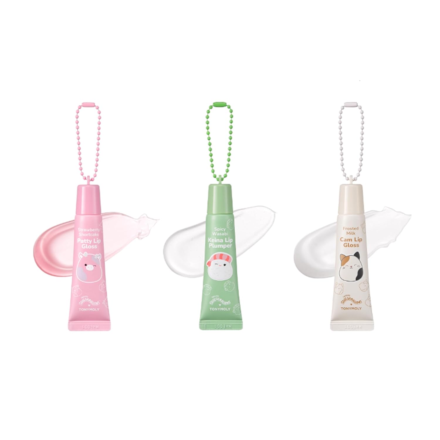 TONYMOLY Hot Fudge Sundae Lip Gloss Set - Cam, Carmelita & Christo Keychain Glosses, 11ml