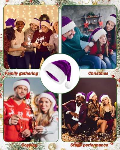 Purple Santa Hat 6PCS Adult Christmas Party Supplies Holiday Festivities