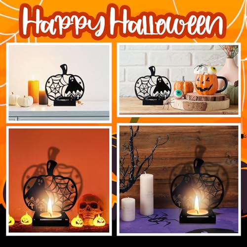 ABTOLS Halloween Shadow Candle Holder Ghost - Spooky Pumpkin & Web Design