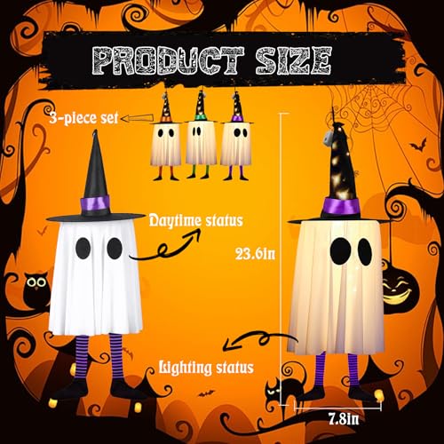 Halloween Hanging Spirit Lights Set of 3 with Cone Caps & Dynamic Effects