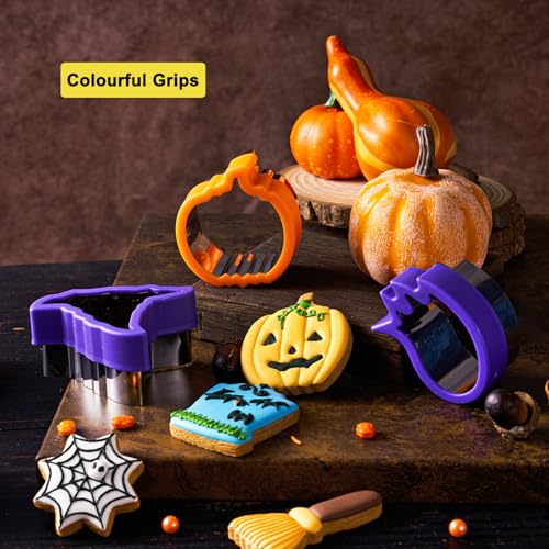 Halloween Cookie Cutters Set - 9 Stainless Steel Shapes for Baking & Crafts
