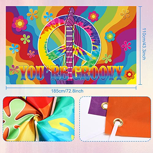 Halloween Tie Dye Hippie Party Decorations Set - Peace Sign & Festival Backdrop