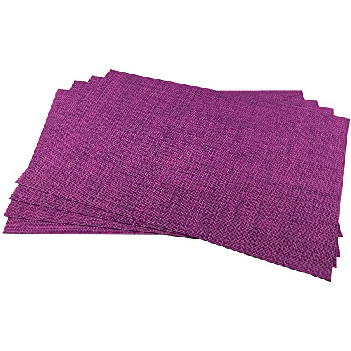 Purple Vinyl & Woven Plastic Placemats Set of 4 - Durable & Easy to Clean
