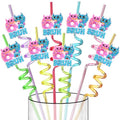 Kids Monster Themed Party Straws - Reusable 8-Pack for Birthdays & Halloween