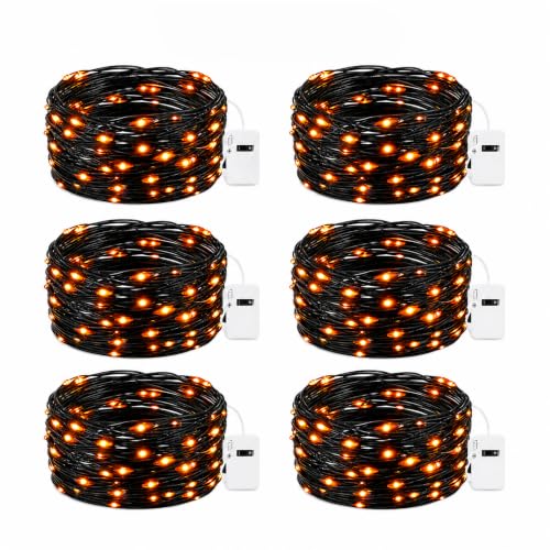 Orange Fairy Lights 6 Pack for Halloween Fall Decorations - 7ft String Lights