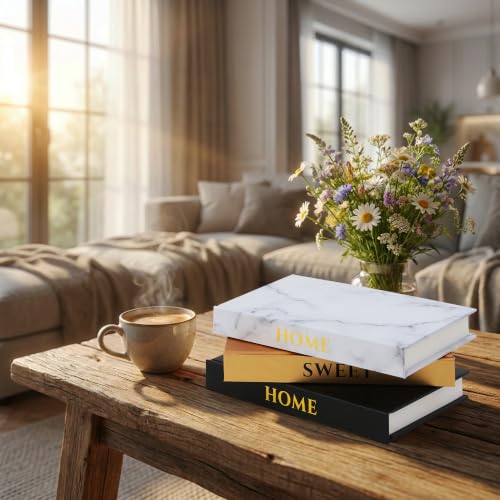 Decorative Faux Books Set with Blank Pages for Home Decor, Coffee Table Accent