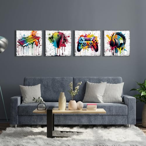 Banksy Graffiti Wall Art Game Room Decor for Boys - 16x16in Gaming Set