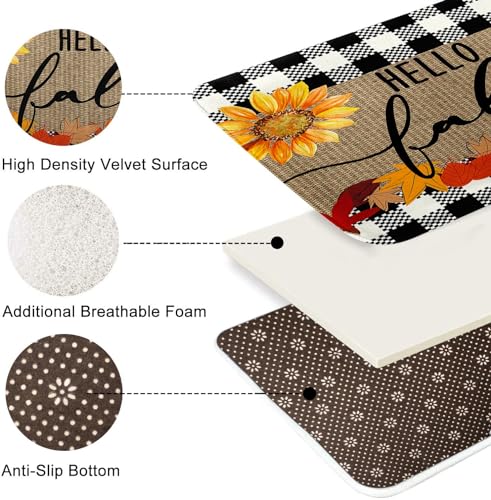 Fall Sunflower Bathroom Rug Mat Set of 2 - Microfiber Memory Foam Non-Slip 16x24 & 20x32 Inches