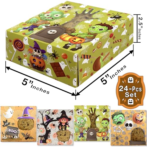 Halloween Cookie Boxes 24-Pack - Spooky Treat Gift Containers for Parties