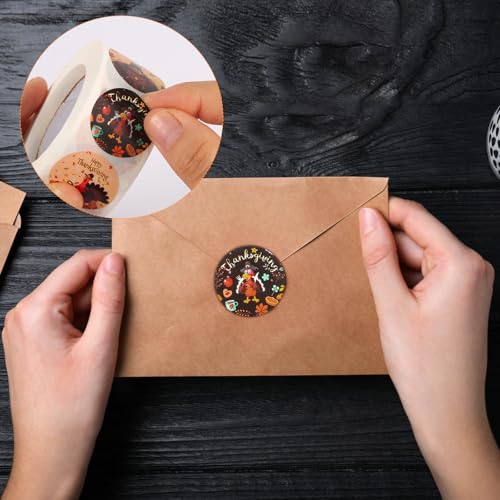 Thanksgiving Round Sticker Set - 500 Decorative Envelope Seals for Parties
