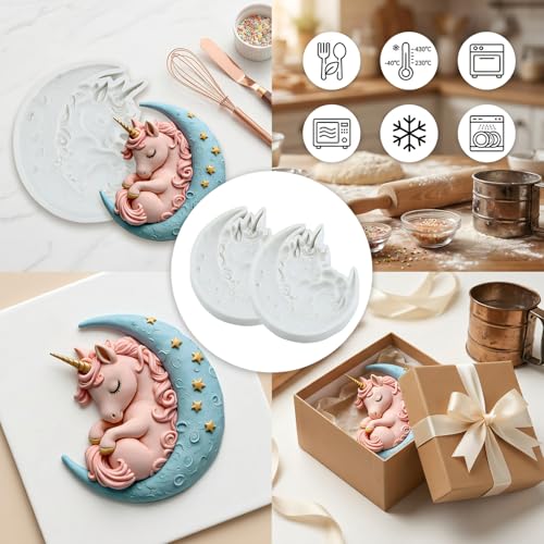 Unicorns Silicone Candy & Cake Mold - Dreamy Moon Unicorn Design, Style H