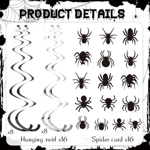 Halloween Spider Web Decorations Set - Black Cobwebs, Spiders & Swirls for Party & Haunted House