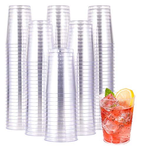200 Pack 10 oz Clear Disposable Plastic Cups Heavy Duty Party Tumblers